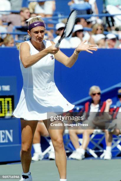 Mary Pierce plays tennis during the 1995 US Open in New York City.