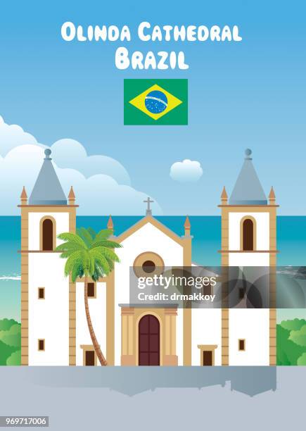 olinda cathedral - olinda stock illustrations