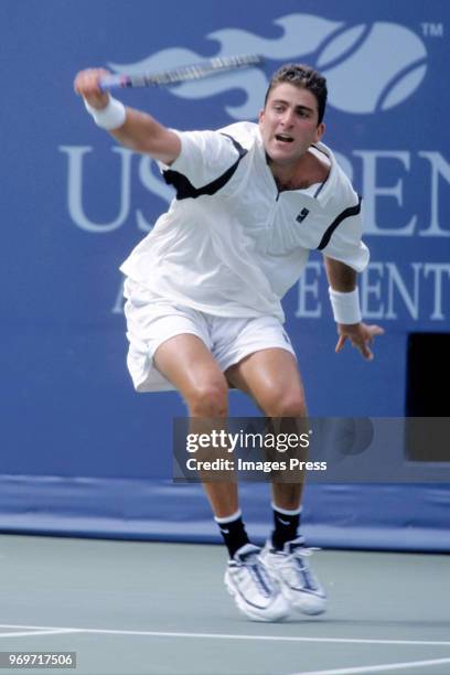 Justin Gimelstob plays tennis during the 1995 US Open in New York City.