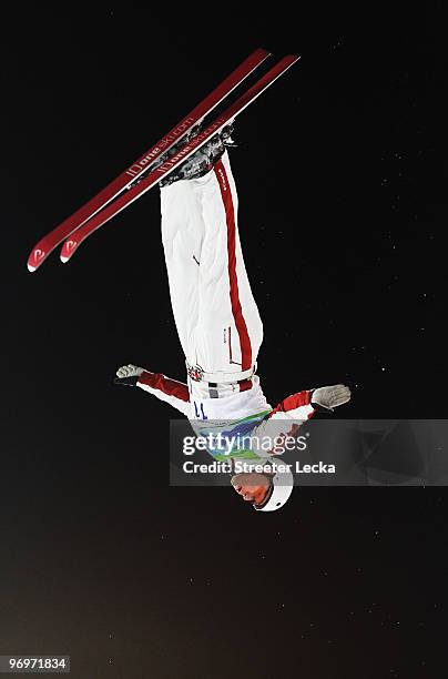 Kyle Nissen of Canada competes during the freestyle skiing men's aerials qualification on day 11 of the Vancouver 2010 Winter Olympics at Cypress...