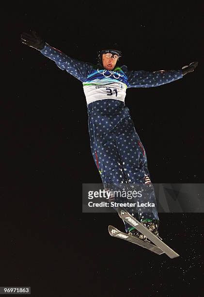 Scotty Bahrke of the United States competes during the freestyle skiing men's aerials qualification on day 11 of the Vancouver 2010 Winter Olympics...