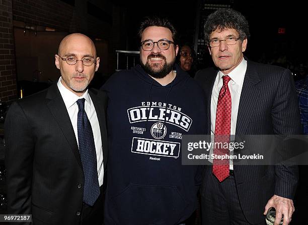 President of Warner Brothers Pictures Jeff Robinov, director Kevin Smith, and President and COO of Warner Brothers Entertainment Alan Horn attend the...