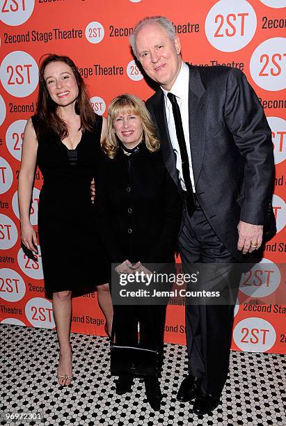 Actress Jennifer Ehle, Carol Rothman and actor John Lithgow attend the "Mr. & Mrs. Fitch" opening night party at HB Burger on February 22, 2010 in...