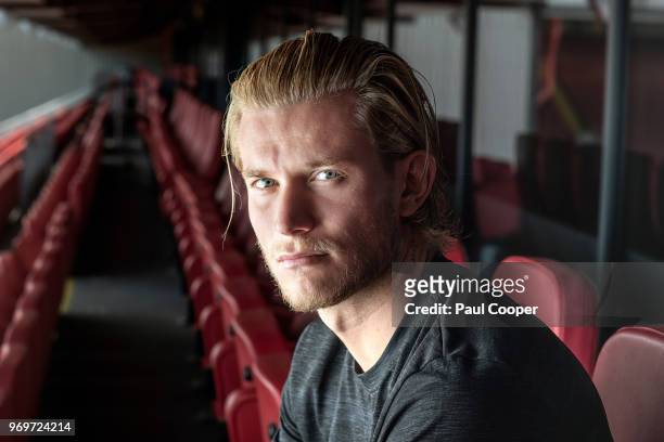 Footballer Loris Karius is photographed for the Telegraph on May 21, 2018 in Liverpool, England.
