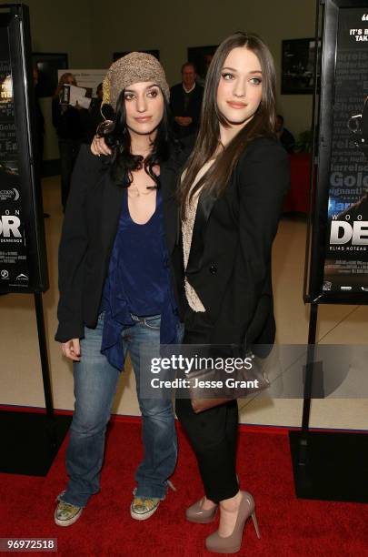 Actresses Diva Zappa and Kat Dennings arrive at the "Defendor" Los Angeles premiere at the Landmark Theater on February 22, 2010 in Los Angeles,...