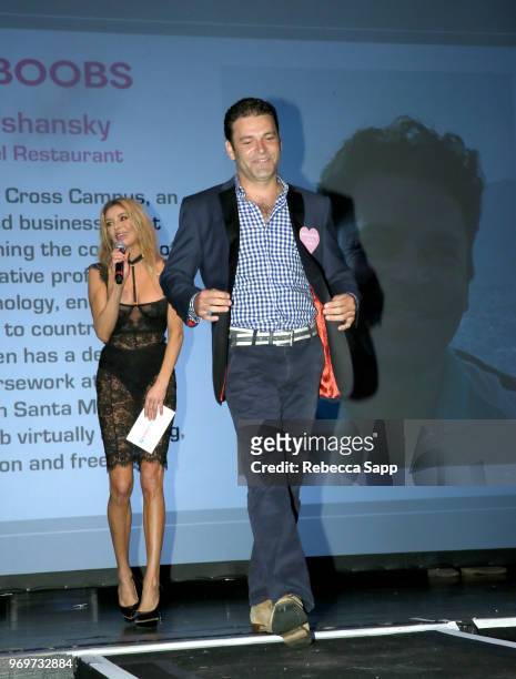 Brandi Glanville and participating Bachelor attend Babes for Boobs Live Auction Benefiting Susan G. Komen LA at El Rey Theatre on June 7, 2018 in Los...