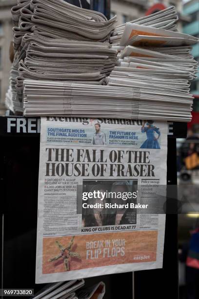 On the day that closures of many branches and the loss of jobs, the Evening Standard headline is about The House of Fraser department store on Oxford...