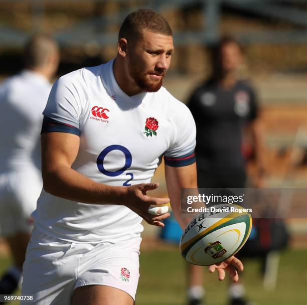 Nick Isiekwe passes the ball during the England training session held at St. Stithians College on June 8, 2018 in Sandton, South Africa.