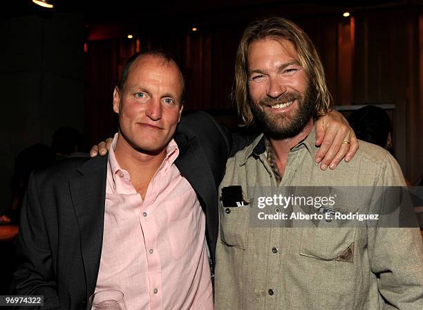 Actor Woody Harrelson and actor Andrew Wilson arrive at the premiere of Darius Films' "Defendor" on February 22, 2010 in Los Angeles, California.