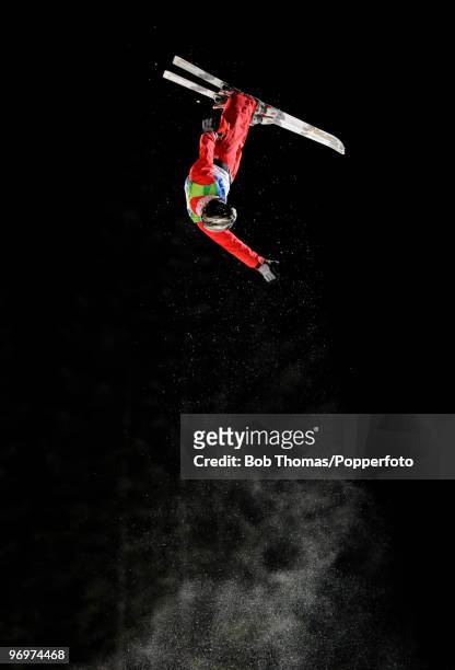 Guangpu Qi of China competes during the freestyle skiing men's aerials qualification on day 11 of the Vancouver 2010 Winter Olympics at Cypress...