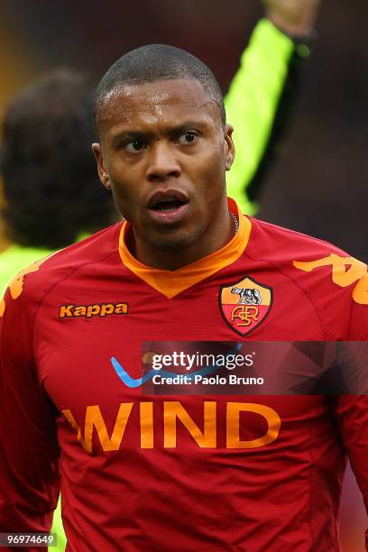 Julio Baptista of AS Roma looks on during the Serie A match between AS Roma and Catania Calcio at Stadio Olimpico on February 21, 2010 in Rome, Italy.