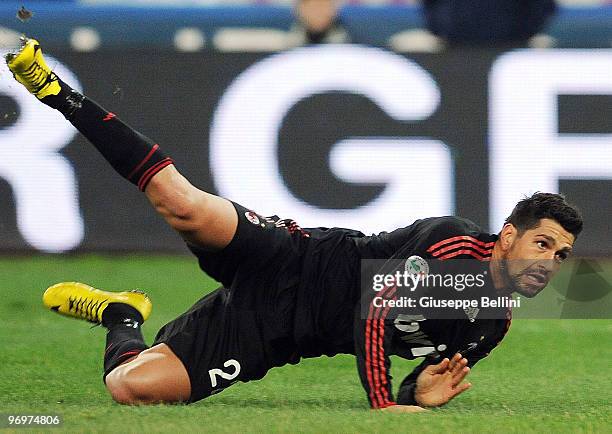 Marco Borriello of Milan in action during the Serie A match between AS Bari and AC Milan at Stadio San Nicola on February 21, 2010 in Bari, Italy.