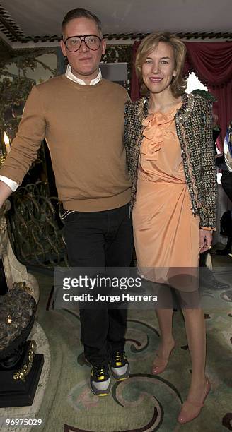 Giles Deacon and Bronwyn Cosgrave during the Dorchester Collection Fashion Prize Launch at the Dorchester Hotel on February 19, 2010 in London...