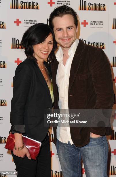 Actor Rider Strong arrives with actress Alexandra Barreto at a special reading of "110 Stories" to benefit the Red Cross at Geffen Playhouse on...