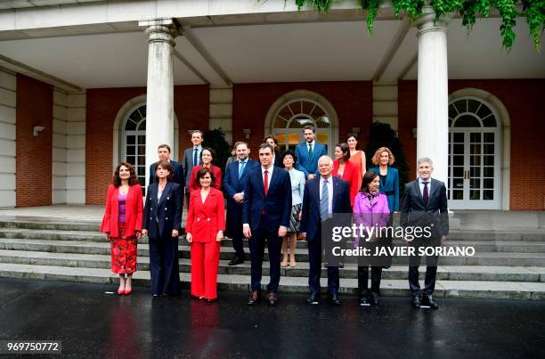 Spanish new government members minister for finance Maria Jesus Montero, minister of justice Dolores Delgado, Deputy Prime Minister and minister of...