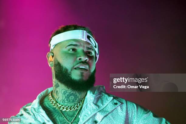 Puerto Rican singer and songwriter Farruko performs during a show as part of the 'World Tour 2018' at Gas Monkey Live on Jun 7, 2018 in Dallas, Texas.