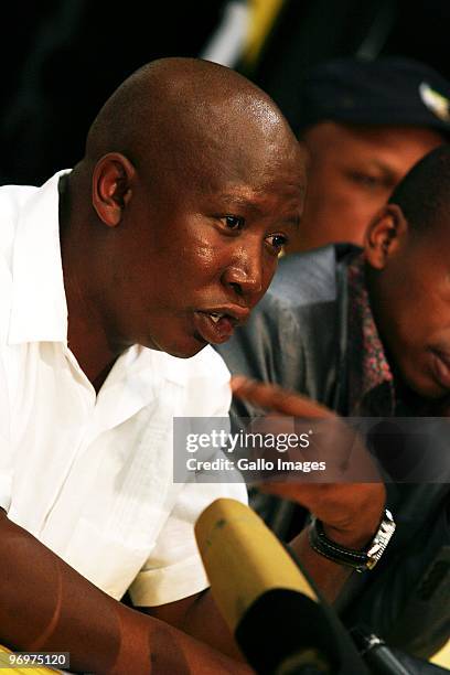 Youth League president Julius Malema responds to media reports regarding his business interests and lavish lifestyle during a news conference at...