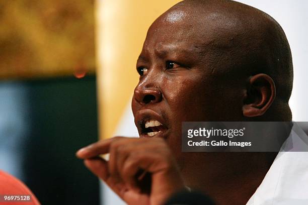 Youth League president Julius Malema responds to media reports regarding his business interests and lavish lifestyle during a news conference at...