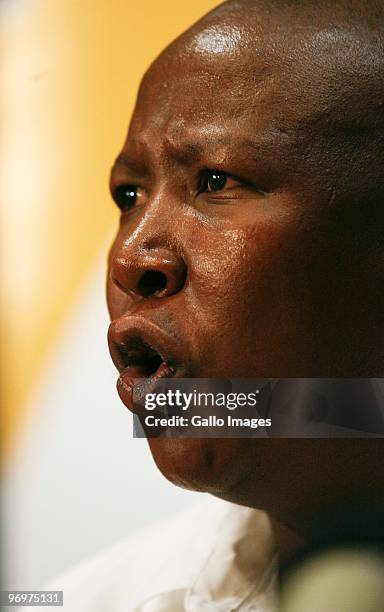 Youth League president Julius Malema responds to media reports regarding his business interests and lavish lifestyle during a news conference at...