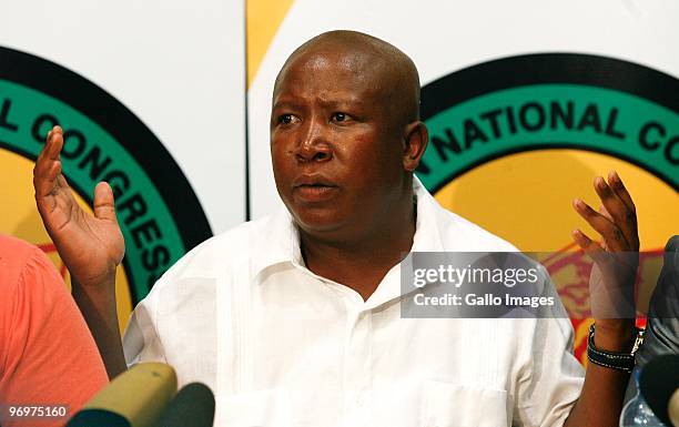 Youth League president Julius Malema responds to media reports regarding his business interests and lavish lifestyle during a news conference at...