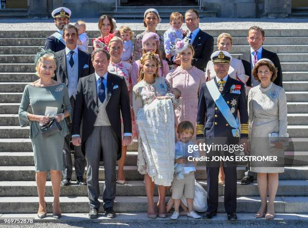 Eva O'Neill, Mr Christopher O'Neill, princess Madeleine with princess Adrienne of Sweden, prince Nicolas of Sweden, king Carl Gustaf of Sweden and...