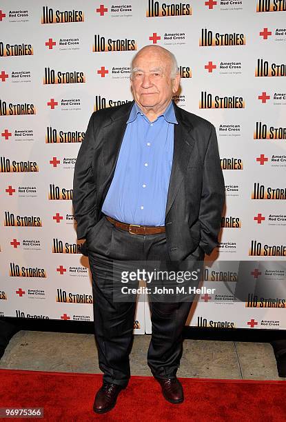 Actor Ed Asner takes part in the benefit reading of "110 Stories" by Sarah Tuft at the Geffen Playhouse on February 22, 2010 in Westwood, California.