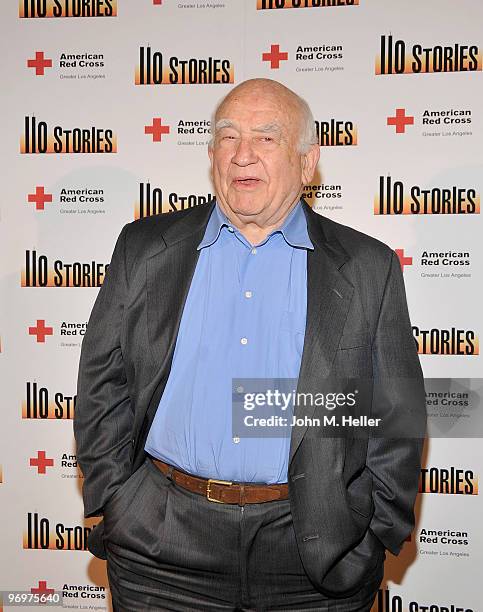 Actor Ed Asner takes part in the benefit reading of "110 Stories" by Sarah Tuft at the Geffen Playhouse on February 22, 2010 in Westwood, California.