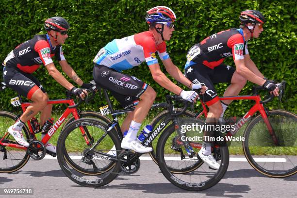 Bob Jungels of Luxembourg and Team Quick-Step Floors / Tom Bohli of Switzerland and BMC Racing Team / Damiano Caruso of Italy and BMC Racing Team /...