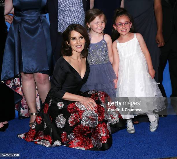Actress/comedian Tina Fey poses with Isadora Doeschner and Jackie Geller from the Make-A-Wish Foundation at the 35th Anniversary Make-A-Wish Metro...