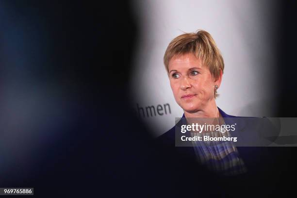 Susanne Klatten, billionaire and chairman of SGL Carbon SE, looks on at the German Foundation of Family Businesses conference in Berlin, Germany, on...