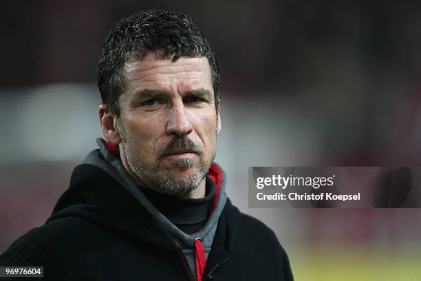 Head coach Marco Kurz of Kaiserslautern is seen before the Second Bundesliga match between 1.FC Kaiserslautern and FC St. Pauli at Fritz-Walter...