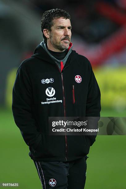 Head coach Marco Kurz of Kaiserslautern is seen before the Second Bundesliga match between 1.FC Kaiserslautern and FC St. Pauli at Fritz-Walter...