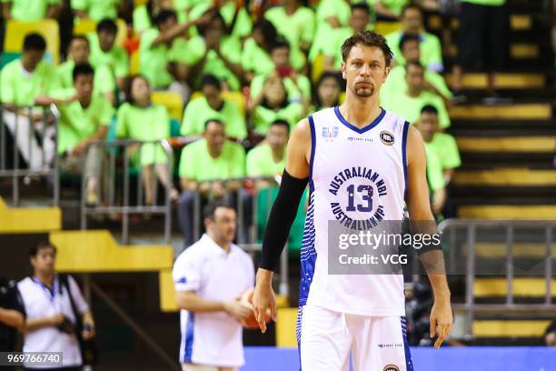 David Andersen of Australia in action during the 2018 Sino-Australian Men's Internationl Basketball Challenge match between the Chinese National Team...