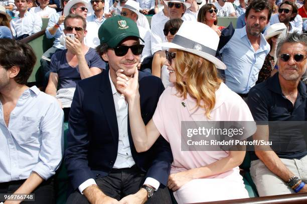 General manager of Berluti Antoine Arnault and Natalia Vodianova attend the 2018 French Open - Day Thirteen at Roland Garros on June 8, 2018 in...