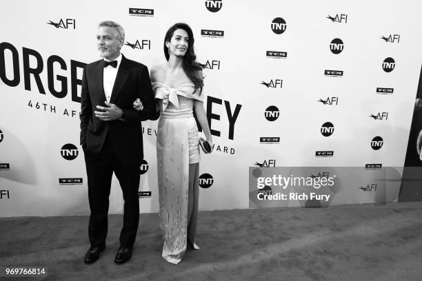 Honoree George Clooney and Amal Clooney attend the American Film Institute's 46th Life Achievement Award Gala Tribute to George Clooney at Dolby...