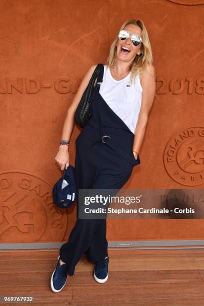 Estelle Lefebure attends the 2018 French Open - Day Thirteen at Roland Garros on June 8, 2018 in Paris, France.