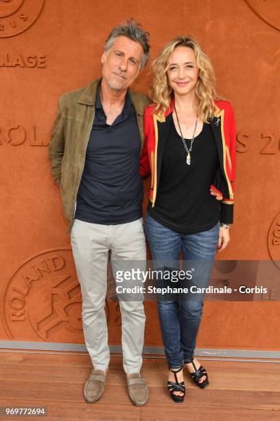 Actress Helene De Fougerolles and Marc Simoncini attend the 2018 French Open - Day Thirteen at Roland Garros on June 8, 2018 in Paris, France.