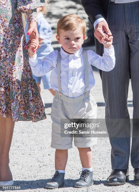 Prince Oscar of Sweden attends the christening of Princess Adrienne of Sweden at Drottningholm Palace Chapel on June 8, 2018 in Stockholm, Sweden.