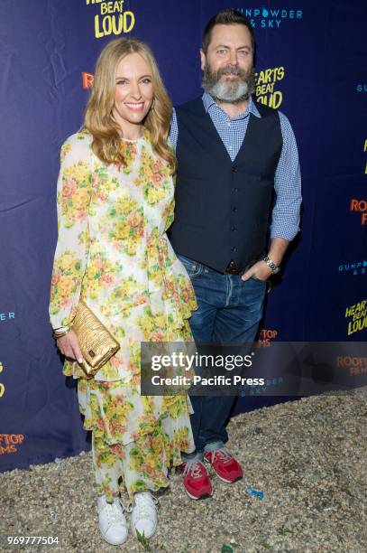 Toni Collette and Nick Offerman attend the Hearts Beat Loud New York Premiere at Pioneer Works.