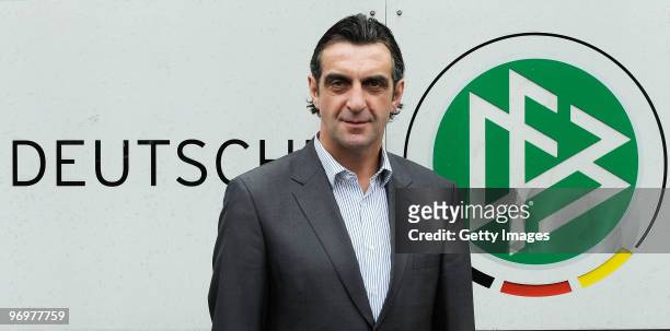 Ralf Minge poses during a photocall at the German Football Association on February 23, 2010 in Frankfurt, Germany