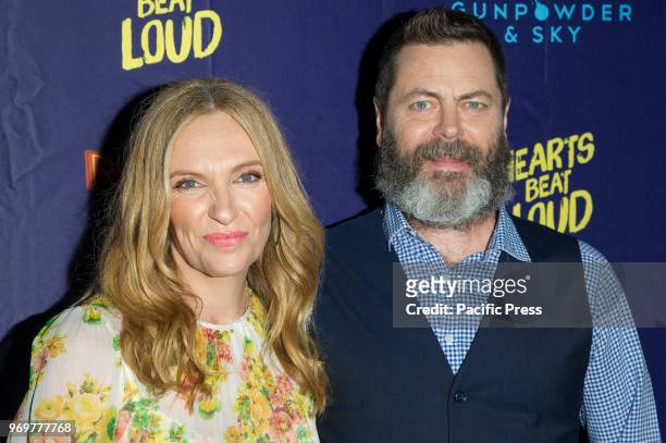 Toni Collette and Nick Offerman attend the Hearts Beat Loud New York Premiere at Pioneer Works.