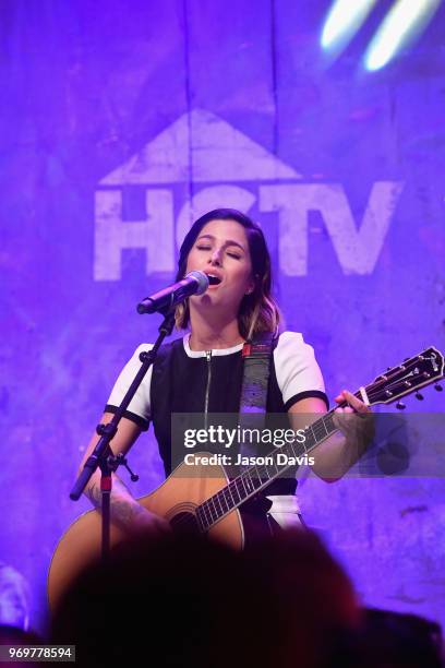 Recording artist Cassadee Pope performs onstage in the HGTV Lodge at CMA Music Fest on June 8, 2018 in Nashville, Tennessee.