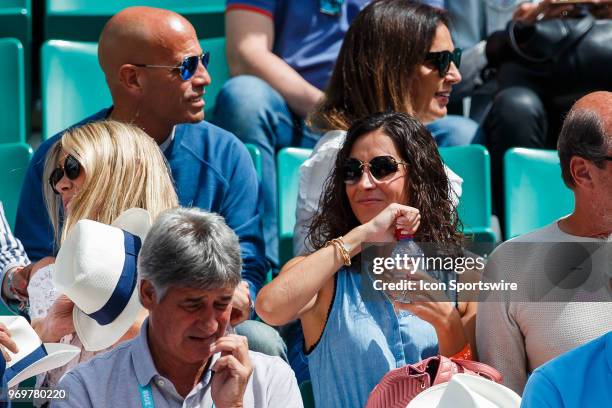 Sister, Maria Isabel Nadal and girlfriend, Xisca Perello during day twelve match of the 2018 French Open 2018 on June 7 at Stade Roland-Garros in...