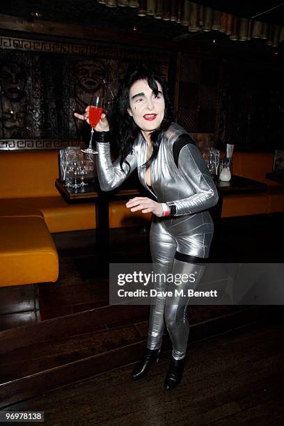 Siouxsie Sioux and other Cellebrites attend Pam Hogg's after party at "Mahiki Bar" London. On February 22, 2010.