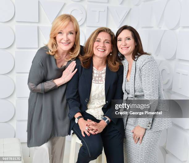 Marilyn Denis, Lisa LaFlamme and Amanda Lang pose at the CTV Upfronts portrait studio held at the Sony Centre For Performing Arts on June 7, 2018 in...