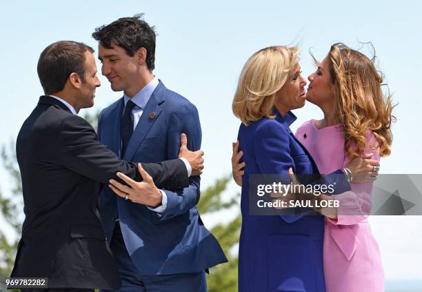 Prime Minister of Canada Justin Trudeau and his wife Sophie Gregoire Trudeau welcome French President Emmanuel Macron and his wife Brigitte Macron in...