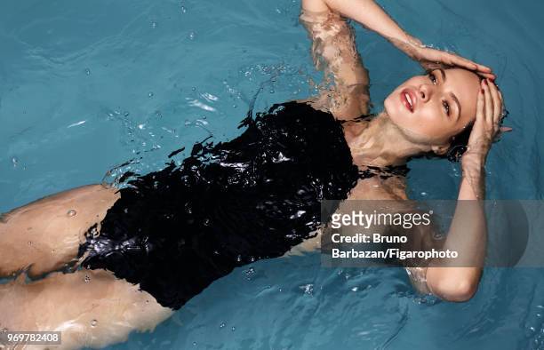 Model Georgina Howard poses at a beauty shoot for Madame Figaro on November 7, 2017 in Paris, France. Swimsuit by Etam. PUBLISHED IMAGE. CREDIT MUST...