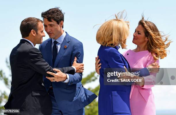 Prime Minister of Canada Justin Trudeau and his wife Sophie Gregoire Trudeau welcome French President Emmanuel Macron and his wife Brigitte Macron in...