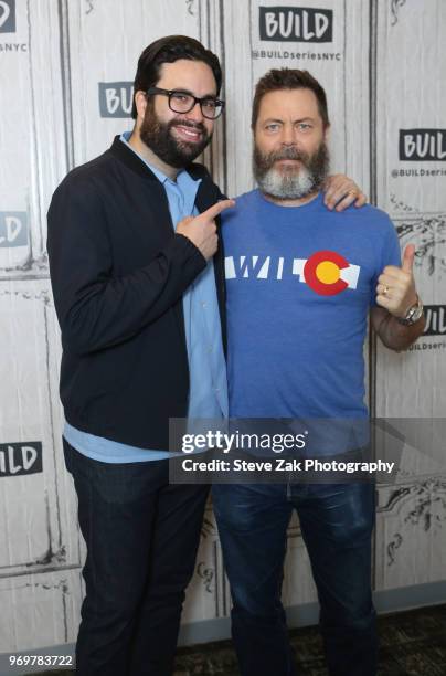 Brett Haley and Nick Offerman visit Build Series to discuss "Hearts Beat Loud" at Build Studio on June 8, 2018 in New York City.