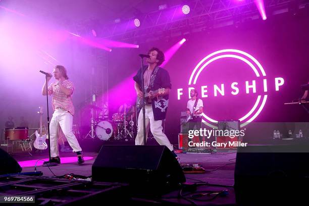 James Sunderland and Brett Hite of Frenship perform in concert during the Bonnaroo Music And Arts Festival on June 7, 2018 in Manchester, Tennessee.